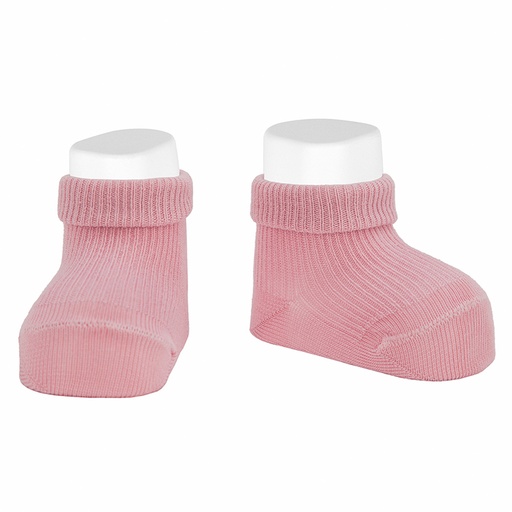 [547456] Condor | Kousen Fine rib ankle socks with folded cuff Pale Pink