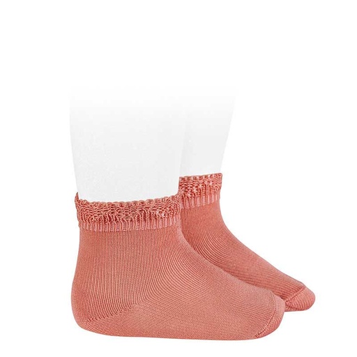 Condor | Kousen Cotton Socks with Openwork Cuff Peony