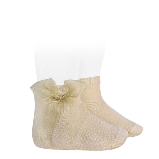 Condor | Kousen Cotton Socks with Organza Bow Lino