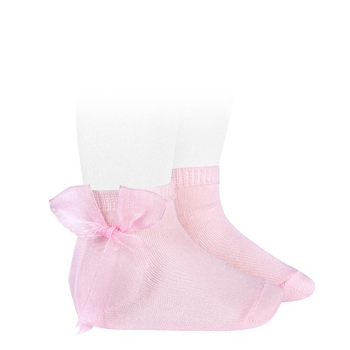 Condor | Kousen Cotton Socks with Organza Bow Baby Rose