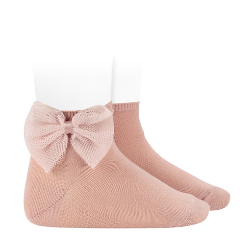 Condor | Kousen Ankle Socks with Tulle Bow Old Rose