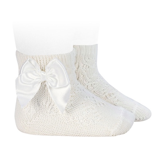 Condor | Kousen Perle Geometric Openwork Socks with Satin Bow Nata