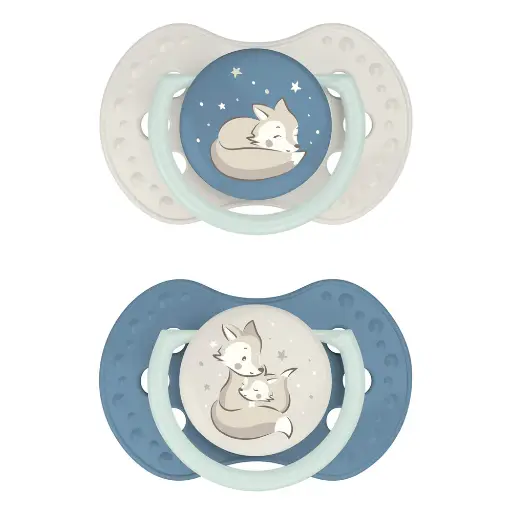 [547627] Difrax | Fopspeen Dynamisch Night & Day Boy Vos 6-18M 2-pack