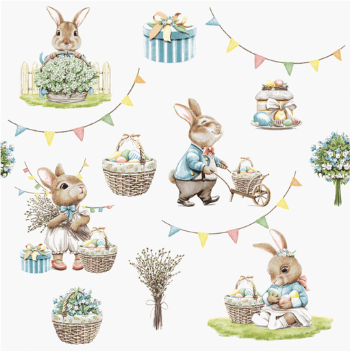 [547663] Duni | Servetten Bunny Joy 3-laags 33x33cm