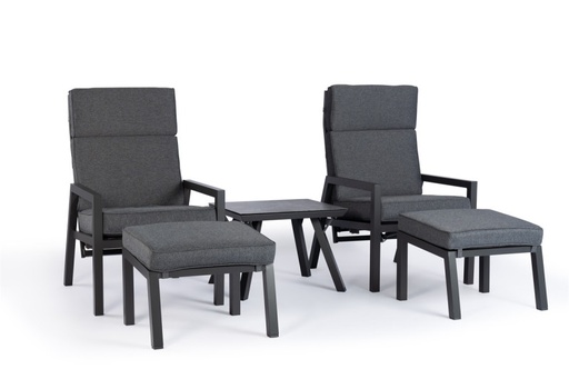 [549659] Tierra | Campo Bistro Set with Hockers Charcoal