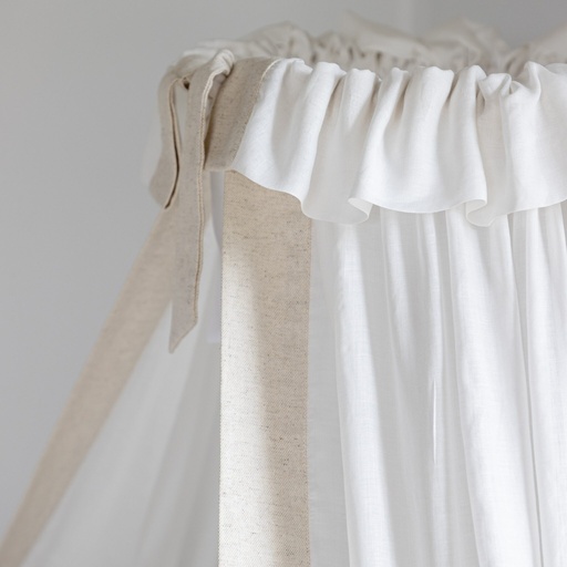 [550247] Living Nature | Bedhemel linnen, beige boord en strik 165x165cm X2 