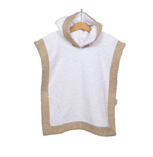 [550257] Living Nature | Poncho in badstof met boord losange camel