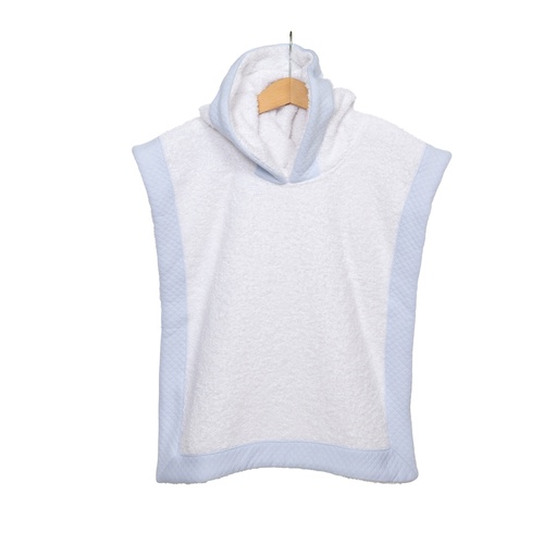 [550259] Living Nature | Poncho in badstof met boord losange blauw