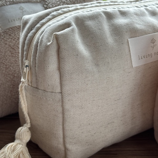 [550316] Living Nature | Toilettas Claire Linnen Beige 16x22cm