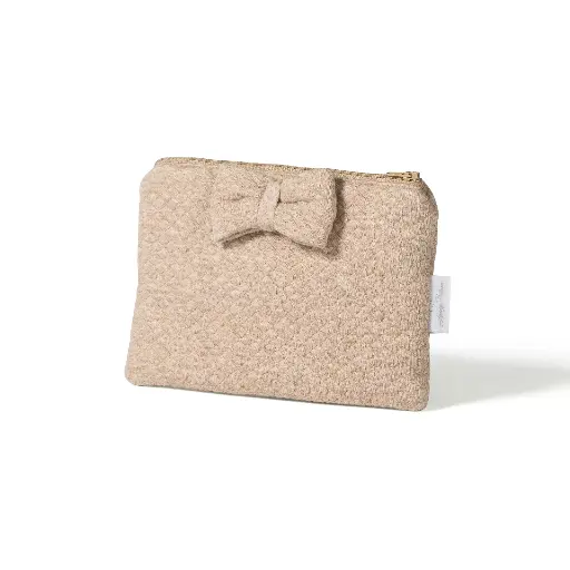 [550324] Living Nature | Toilettas Amélie losange CAMEL - grote strik 21 x 14 cm 