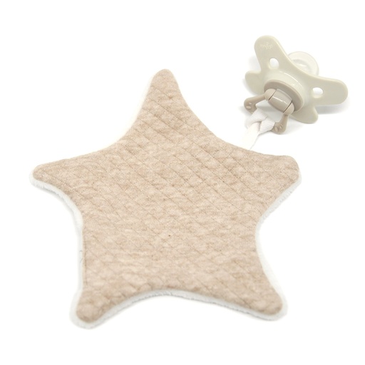 [550385] Living Nature | Fopspeendoekje Little Star in losange camel