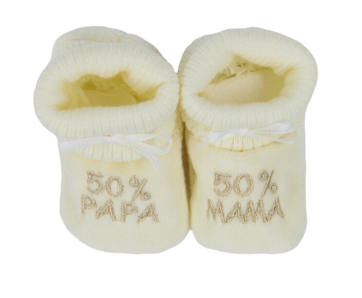 [550762] Petit Villain | Kousen/Slofjes Met Omslag 50% Mama 50% Papa Ecru One Size