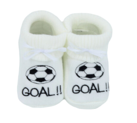 [550767] Petit Villain | Kousen/Slofjes Met Omslag Voetbal Goal Wit One Size