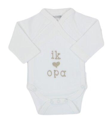 [550774] Petit Villain | Geboortebody Ik Hou van Opa Lange Mouw Ecru M50-62