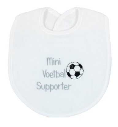[550796] Petit Villain | Slabbetje Minivoetbal Supporter Badstof Wit/Grijs 25x34cm