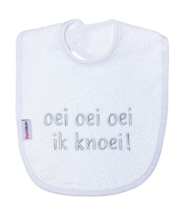 [550798] Petit Villain | Slabbetje Oei Oei Ik Knoei Badstof Wit/Grijs 25x34cm