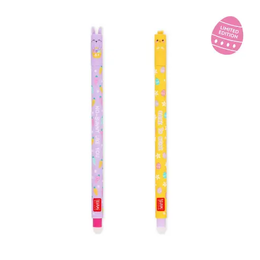 [550801] Legami | Balpen Set van 2 Erasable Gel Pens Happy Easter Konijn/Kuiken