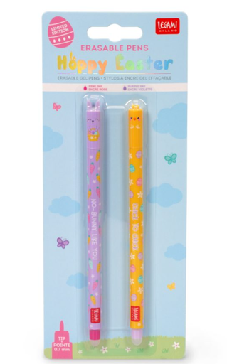 [550801] Legami | Balpen Set van 2 Erasable Gel Pens Happy Easter Konijn/Kuiken