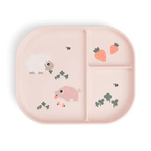 [551265] Done by Deer | Plat Bord Tiny Farm Powder Met Vakverdeling Roze