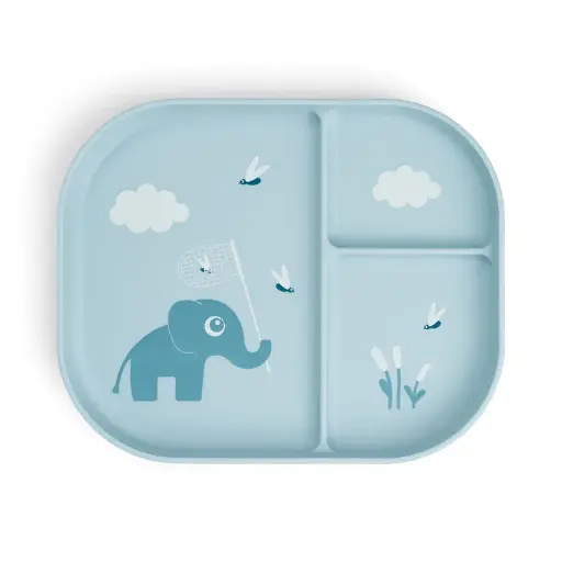 [551267] Done by Deer | Plat Bord Tiny Farm Blue Antislip Met Vakverdeling Blauw