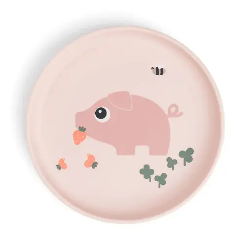 [551269] Done by Deer | Plat Bord Tiny Farm Rond Varken Powder Roze