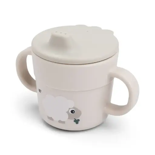 [551287] Done by Deer | Drinkbeker Tiny Farm Met Handvaten en Drinktuit Sand Beige