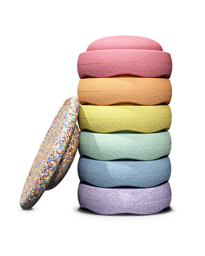 [551295] Stapelstein | Special Super Confetti Pastel Set 6 + 1 Gratis Steen