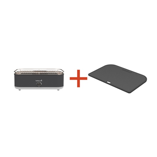 [551549] Barbecook | Promo Barbecook E-Carlo elektrische Tafelgrill Midnight Grey 42.5x33x16.5cm + Gratis Contactplaat