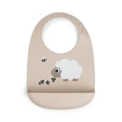 [551722] Done By Deer | Slabbetje Sheepy Sand Siliconen met Kruimelvanger Schaap