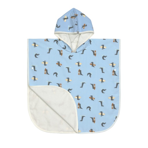 [551891] Laessig | Poncho Crocodile Sky Blue Beach Poncho Blauw