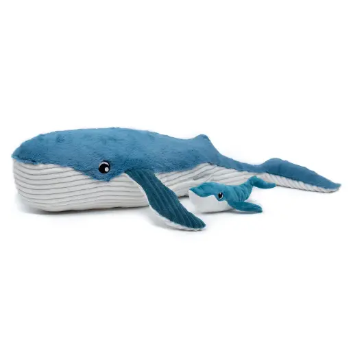 [552013] Les Ptipotos | Knuffel Plushe Gravillou Ehe Whale Mama & Baby Blauw
