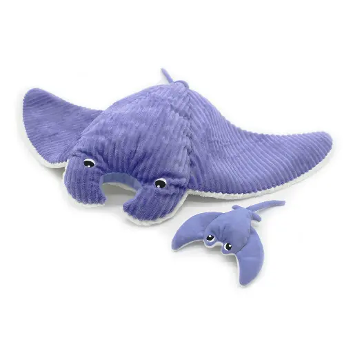 [552023] Les Ptipotos | Knuffel Plushe Mantalou The Manta Ray Mama & Baby Paars