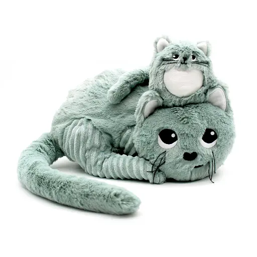 [552026] Les Ptipotos | Pluche Knuffel Miaou Cat Mama & Baby Mint