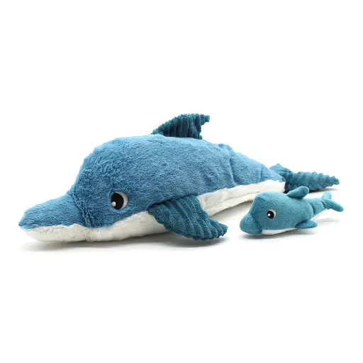 [552028] Les Ptipotos | Knuffel Pluche Tofou Dolphin Mama & Baby Blauw