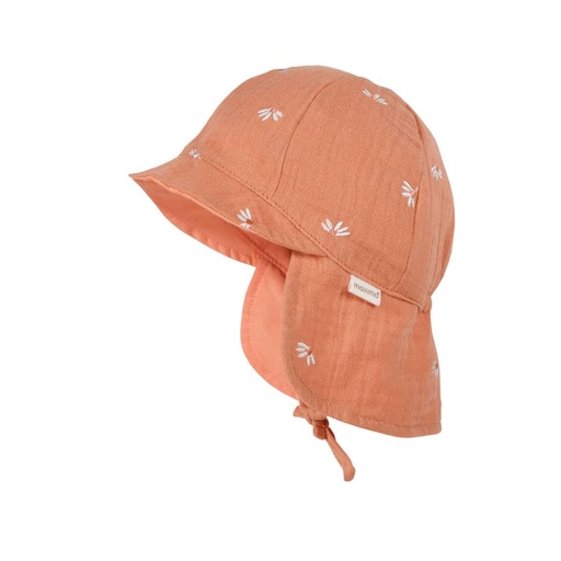 Maximo | Muts Zonnehoedje Cork Washed-Margerite Muslin met Nekbescherming All over Bloemen