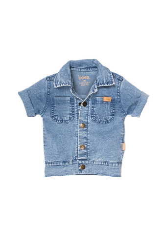 Bess | Hemd Jog Denim Stone Wash Korte Mouw Jeans