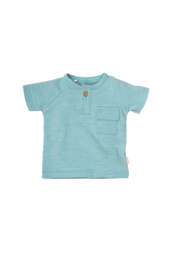 Bess | T-Shirt Pocket Aqua Korte Mouw