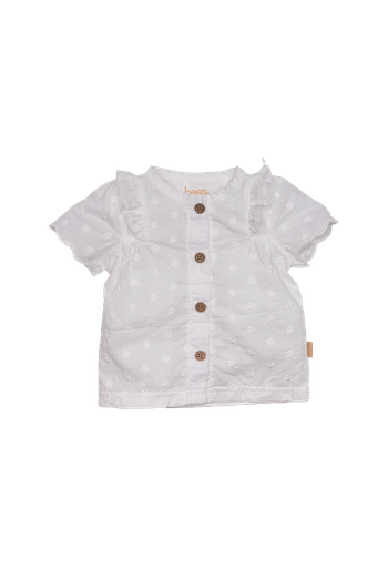 Bess | Blouse Broderie White Korte Mouw 
