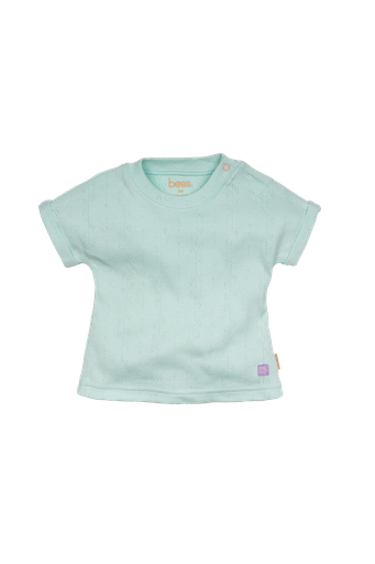 Bess | T-Shirt Ajour Pistachio Korte Mouw
