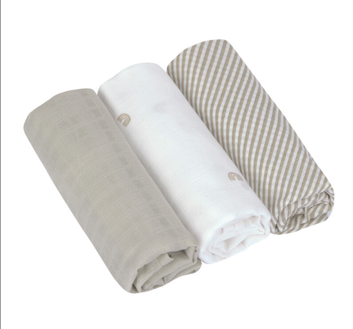 [552303] Laessig | Tetra Doek Swaddle Burp Blanket Rainbow 80x80cm 3-pack