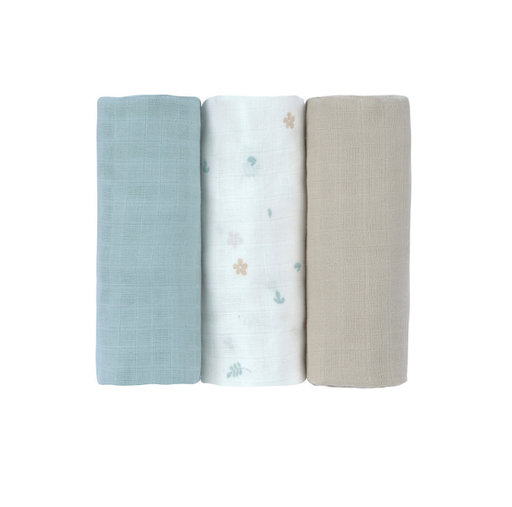 [552313] Laessig | Tetra Doek Swaddle Burp Blanket Floral 80x80cm 3-pack