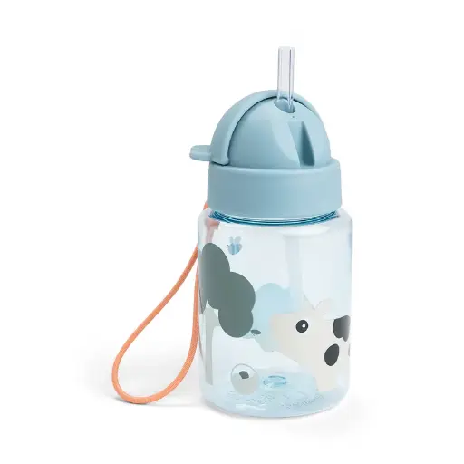 [552319] Done By Deer | Drinkbeker Tiny Farm Blue Straw Bottle 280ml