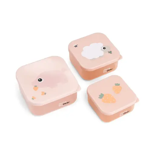 [552326] Done by Deer | Bewaarpotje Snack Box Set Tiny Farm Powder  3-pack