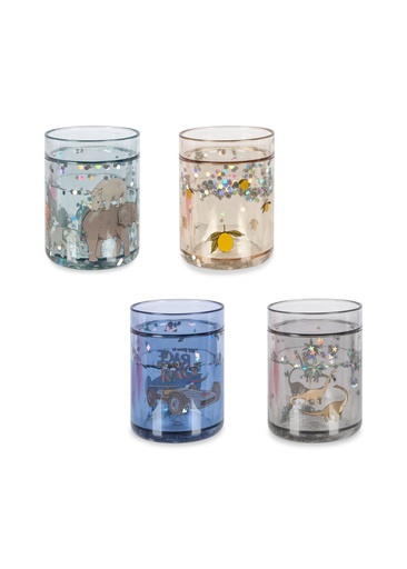 [552405] Konges Slojd | Drinkbeker Glitter Cups Blue Mix 4-pack