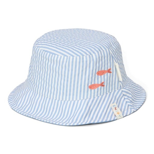 Little Dutch | Zonnehoedje Bucket hat Stripes Boys Ocean Blue