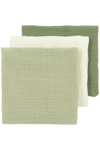 [552677] Meyco | Tetra Doek Pre-Washed Natural/Soft Olive/Olive Green 70x70cm 3-pack
