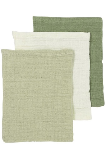 [552682] Meyco | Washandje Pre-washed Natural/Soft Olive/Olive Green 20x17cm