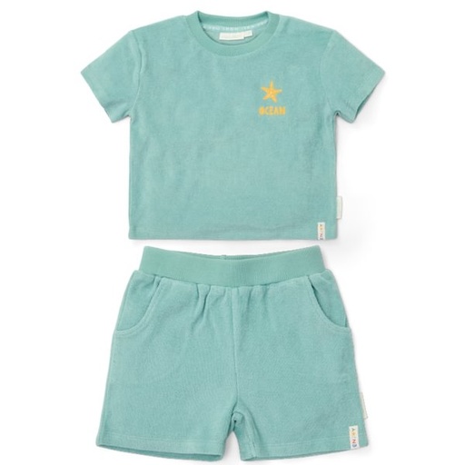 Little Dutch | Outfit Boys Seashells and Stripes Surf Blue 2-delig