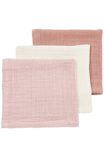 [553248] Meyco | Monddoekje Pre-Washed Hydrofiel Soft Rose/Rose/Natural 30x30cm 3-pack