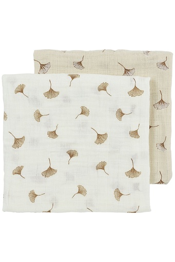 [553266] Meyco | Tetra Doek Ginkgo Pre-Washed Hydrofiele Doeken   Offwhite/Soft Sand 70x70cm 2-pack